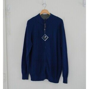 Taylorbyrd Collection Blue Full Zip Sweater Cardigan Size Large Mock Neck NWT